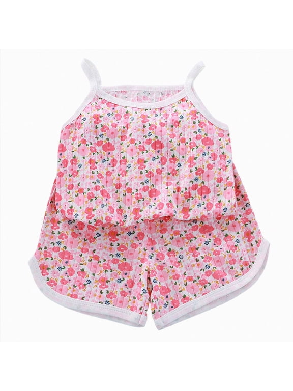 2 Pieces Little Girls Pajamas Summer Short Sets Dancing Girl Sleepwear Toddler Pjs(Red,5-6 Years)