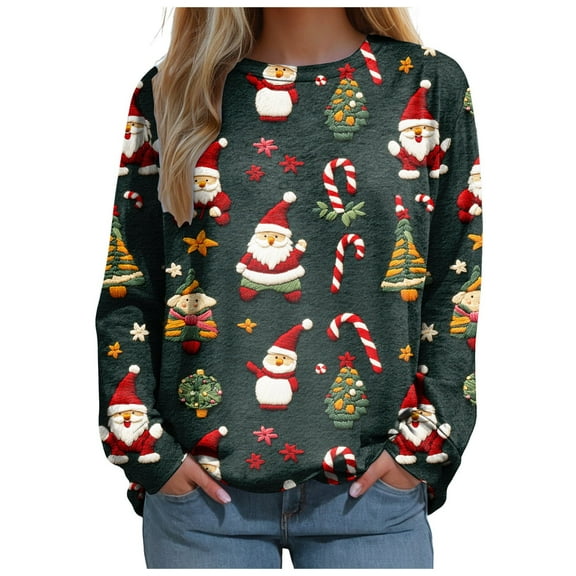 larppty 2025 Womens Ugly Christmas Sweaters Funny Cute Xmas Tree Tops Long Sleeve Crewneck Sweatshirts (Yellow, M)