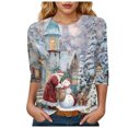 thumbnail image 1 of larppty 3/4 Length Sleeve Womens Tops V Neck Xmas T Shirts Dressy Casual Basic Tees 2025 (White, L), 1 of 4