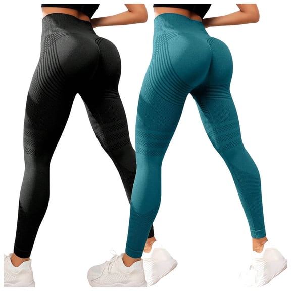 larppty 3D Cellulite Leggings - 2PC High Waisted Butt Lifting Tummy Control Yoga Pants for Gym Workout(Green,M)