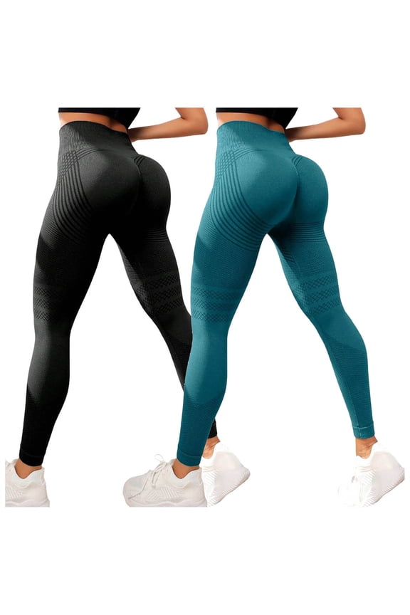 3D Cellulite Leggings - 2PC High Waisted Butt Lifting Tummy Control Yoga Pants for Gym Workout(Green,M)
