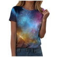 thumbnail image 1 of larppty 3D Pattern Print T-Shirt Colorful Space Graphic Tees for Women (Sky Blue, 3XL), 1 of 6