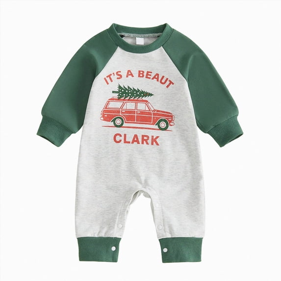 larppty Baby Boy Christmas Outfit Christmas Tree/Truck Jumpsuit Romper | Newborn Infant Baby Boy Christmas Outfit Long Sleeve Onesie Boydsuit Crew Neck Fall Winter Clothes