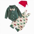 thumbnail image 1 of larppty Baby Boy Christmas Outfit My First Christmas Infant Gentleman Romper with Bow Tie Suspender Pants Hat 3PCS Set, 1 of 7