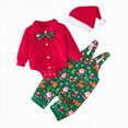 thumbnail image 1 of larppty Baby Boy Christmas Outfit My First Christmas Infant Gentleman Romper with Bow Tie Suspender Pants Hat 3PCS Set, 1 of 7