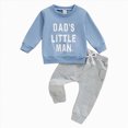 thumbnail image 1 of larppty Baby Boy Clothes Dad's Little Dude Sweatshirt Pants Set | 3 6 9 12 18 24 Months 2T 3T Clothing Set Toddler Fall Winter Outfit Long Sleeve Sweatshirt & Joggers Set (Blue,2-3 Years), 1 of 6