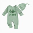 thumbnail image 1 of larppty Baby Boy Clothes Little Bro Newborn Outfit Ribbed Knit Long Sleeve Baby Brother Romper Striped Bodysuit with Hat, 1 of 6