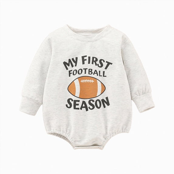 larppty Baby Boy Football Outfit Oversize Sweatshirt Bubble Romper Fall Clothes | Baby Boy Football Outfit Rugby Letters Print Sweatshirt Bubble Romper Long Sleeve Onesie Cute Baby Boy Fall Clothes