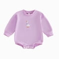thumbnail image 1 of larppty Baby Boy Girl Sweatshirt Romper Long Sleeve Bodysuit | Unisex Baby Long Sleeve Oversize Romper Top, Baby Goose Clothes Fall, Ideal for Farm Animal Outfit&Daliywear (Z03-Purple, 0-3 Months), 1 of 6