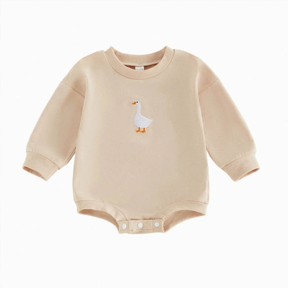 larppty Baby Boy Girl Sweatshirt Romper Long Sleeve Bubble Bodysuit | Unisex Baby Long Sleeve Oversize Romper Top, Baby Goose Clothes Fall, Ideal for Farm Animal Birthday Outfit&Daliywear