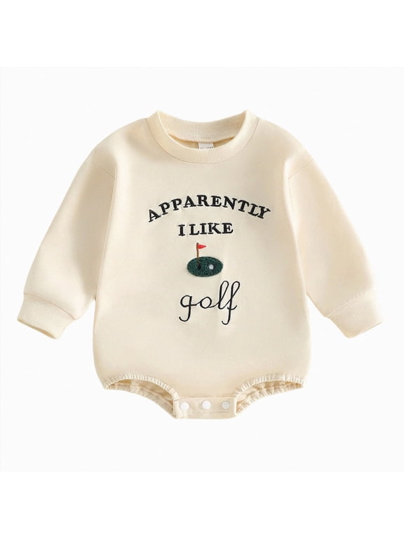 Baby Boy Golf Outfit Apparently I Like Golf Onesie Sweatshirt Bubble Romper Long Sleeve Bodysuit Infant Fall Clothes