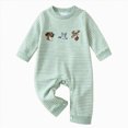 thumbnail image 1 of larppty Baby Boy Long Sleeve Jumpsuit Romper Hunting Outfit Fall Clothes | Crew neck, Waffle Baby Boy Romper, Hunting Duck Embroidery, ribbed trim, full length, One Piece Outfits, 1 of 6