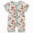 thumbnail image 1 of larppty Baby Boy Western Clothes Cowboy Outfit Summer Newborn Horse Print Short Sleeve Romper Infant Country Zipper Jumpsuit, 1 of 6
