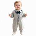 thumbnail image 1 of larppty Baby Boys Gentleman Romper One-Piece Outfit Tuxedo Style with Snap Closure (0-18 Months), 1 of 1