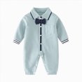 thumbnail image 1 of larppty Baby Boys Gentleman Romper One-Piece Outfit Tuxedo Style with Snap Closure (0-18 Months), 1 of 5
