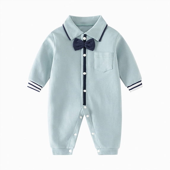 larppty Baby Boys Gentleman Romper One-Piece Outfit Tuxedo Style with Snap Closure (0-18 Months)