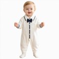 thumbnail image 1 of larppty Baby Boys Gentleman Romper One-Piece Outfit Tuxedo Style with Snap Closure (0-18 Months), 1 of 7