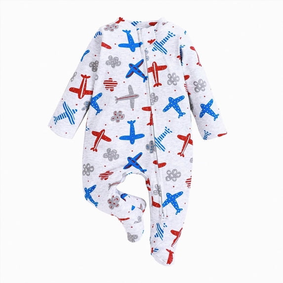 larppty Baby-Boys and Toddler Long Sleeve Zip-Front One Piece Footed Pajamas(Blue)