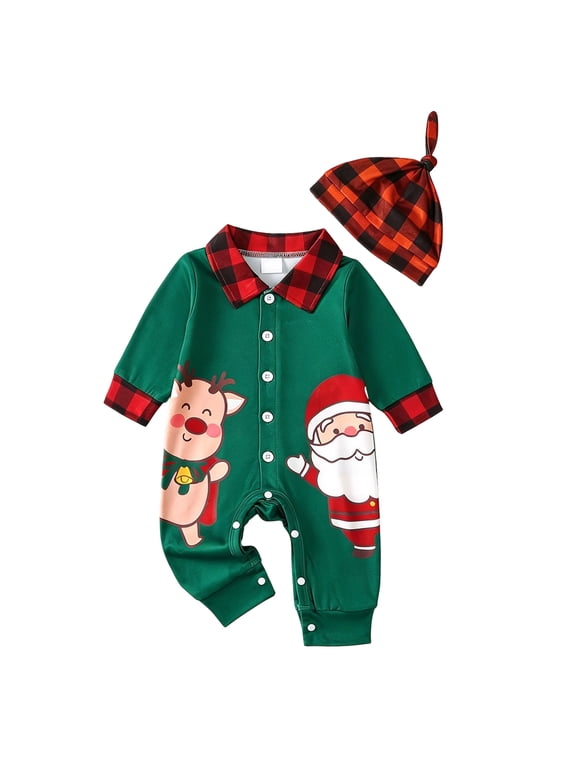 Baby-Christmas-Elf-Outfit-Rompers Jumpsuit for Toddler Boys Girls Christmas Clothes