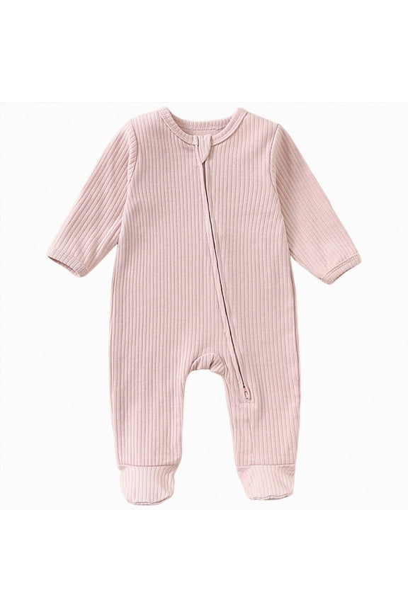 Baby Footies Pajamas,Zipper Baby Sleepers with Mitten Cuffs - Long Sleeve Baby Zip Up Onesie for 0-24 Months(Pink)