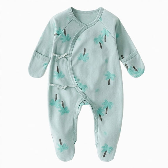 larppty Baby Girl Boy Romper Side Snap Kimono Japanese Newborn Outfit (Green,Newborn)