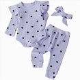 thumbnail image 1 of larppty Baby Girl Clothes Newborn Infant Fall Winter Outifts Ribbed Ruffle Long Sleeve Romper Pant Outfit Set 3pcs (Z04-Light Purple, 0-3 Months), 1 of 6
