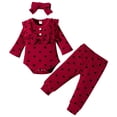 thumbnail image 1 of larppty Baby Girl Clothes Newborn Infant Fall Winter Outifts Ribbed Ruffle Long Sleeve Romper Pant Outfit Set 3pcs, 1 of 6