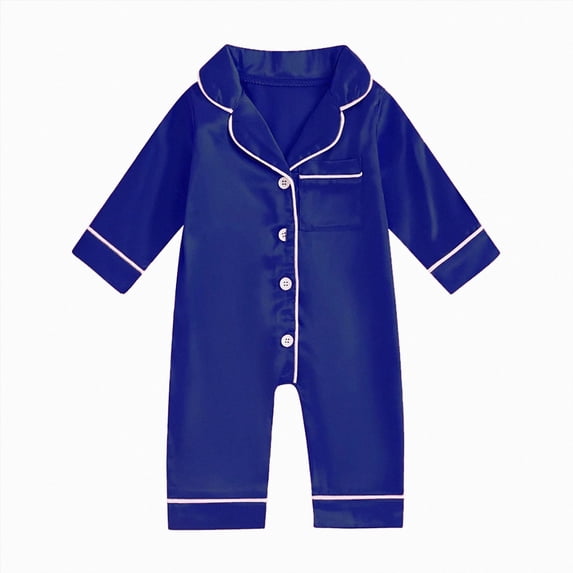 larppty Baby Girl Girl Summer Button Down Silk Satin Pajamas Romper One-Piece Jumpsuit Short Sleeve Nightgown Pjs Sleepwear