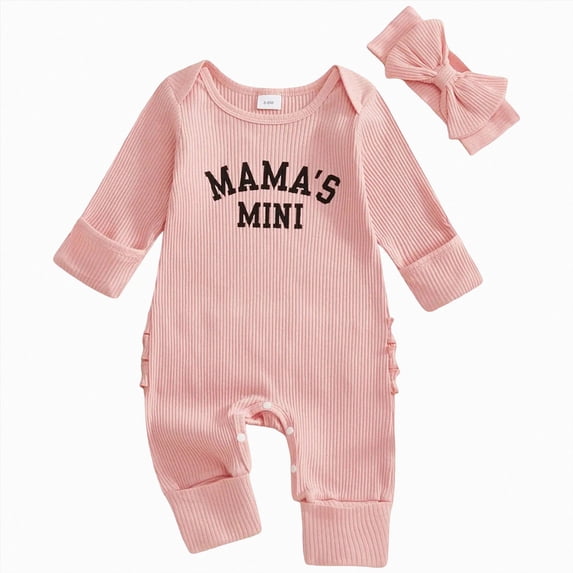 larppty Baby Girl Romper I Love Mom Jumpsuit Newborn Preemie Hospital Coming Home Clothes(Light Pink)