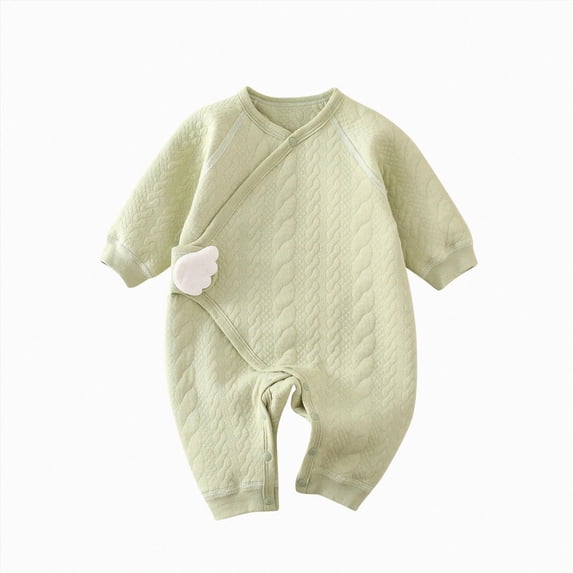 larppty Baby Romper, Footless Knit Newborn Pajamas & Going Home Outfit Onesise Jumpsuit for Infant(Green)