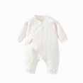 thumbnail image 1 of larppty Baby Romper, Footless Knit Newborn Pajamas & Going Home Outfit Onesise Jumpsuit for Infant(White), 1 of 3