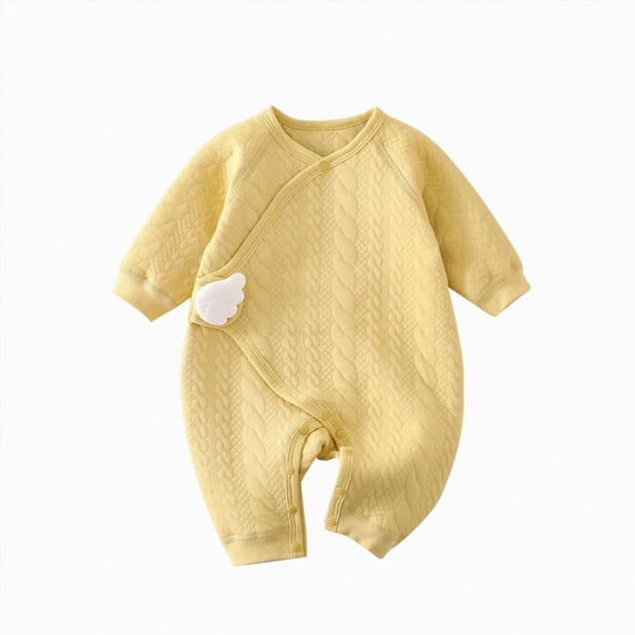 larppty Baby Romper, Footless Knit Newborn Pajamas & Going Home Outfit Onesise Jumpsuit for Infant(Yellow)
