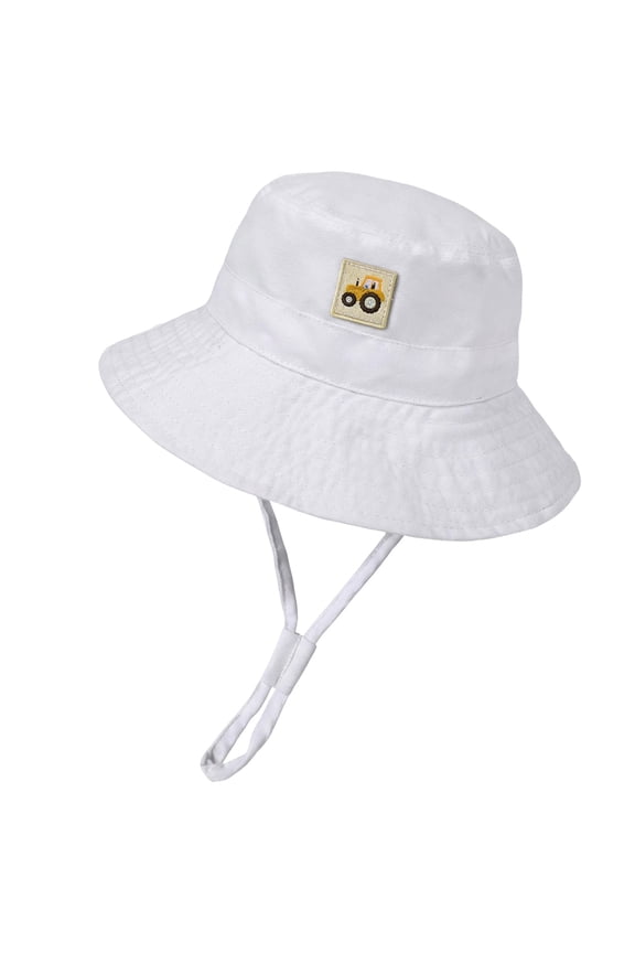 Baby Sun Hat Smile Face UPF 50+ Toddler Bucket Hat for Boys Girls (White,3-10 Years)