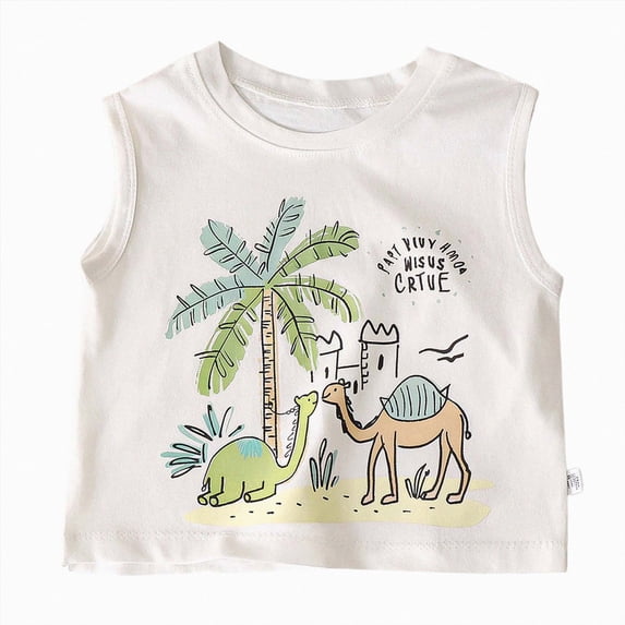 larppty Baby & Toddler Boy Tank Top - Kid's Sleeveless Muscle Tank(4-5 Years,White)