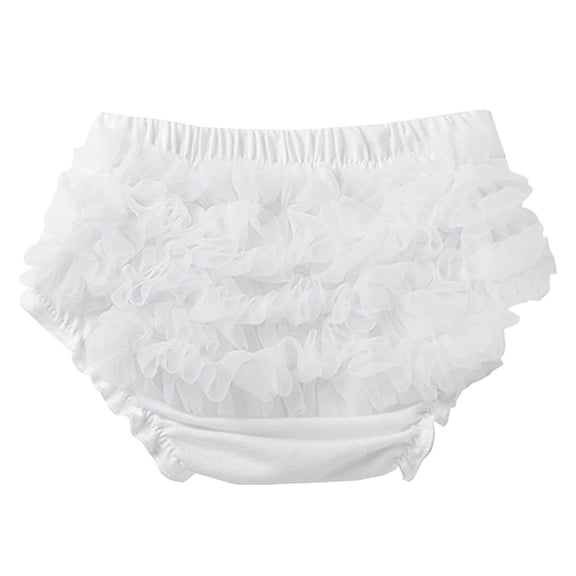 larppty Baby Tulle Ruffle Bloomer for Newbornr Girls Cotton Frilly Diaper Covers Cute Briefs Panties Shorts (White,0-6 Months)