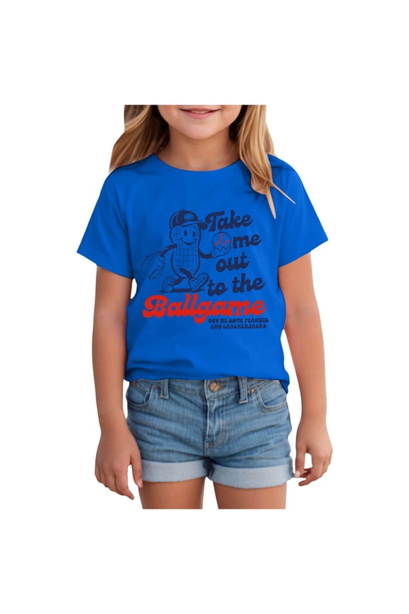 Baseball Shirts for Girls Boys Game Day Short Sleeve Shirt Toddler Kids Baseball Team Fan Tee (Blue,18-24 Months)