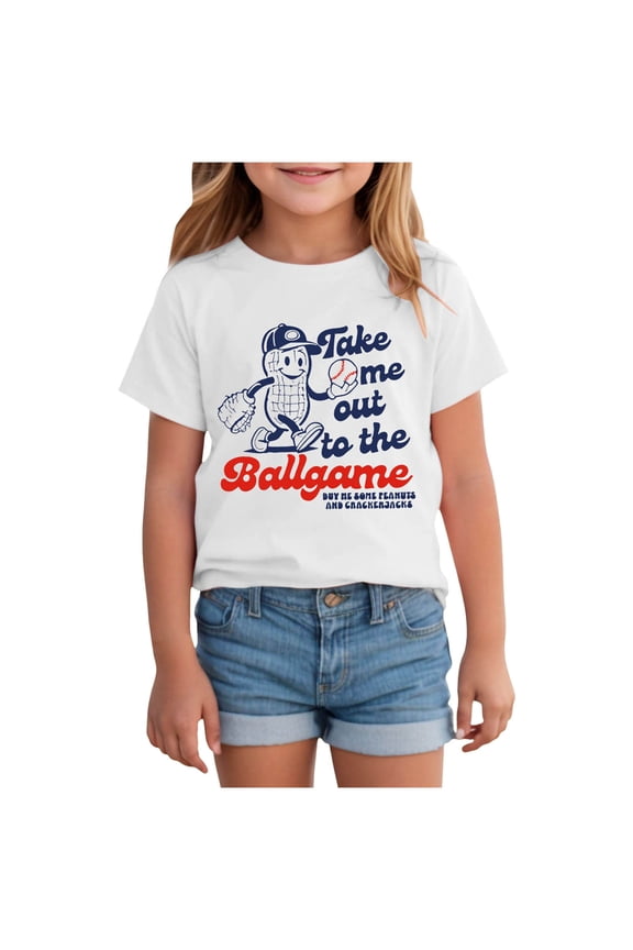 Baseball Shirts for Girls Boys Game Day Short Sleeve Shirt Toddler Kids Baseball Team Fan Tee (White,18-24 Months)