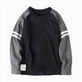 thumbnail image 1 of larppty Big Boys Casual Long Sleeve Crew Neck Basic Tops T-Shirts(6-8 Years,Black), 1 of 3