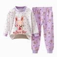 thumbnail image 1 of larppty Big Boys Pajamas Boys Long Sleeve Top and Pants Snug Fit 2 Piece Pajama Sets (Light Purple,18-24 Months), 1 of 4