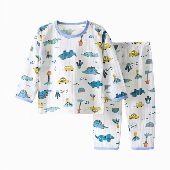 larppty Big Girls Cute Pajama Sets Long Sleeve Tops and Pant Teens Sleepwear 2 Piece Pjs Clothes2-3 YearsLight Blue