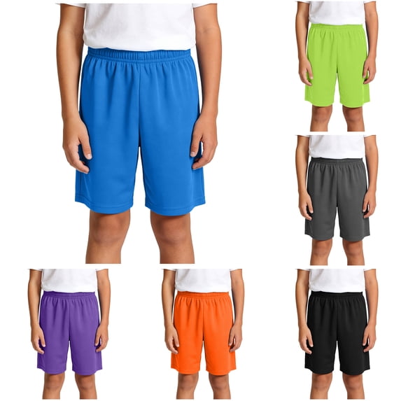 larppty Boys Athletic Shorts High Waist Elastic Active Performance Running Basketball Shorts with Pockets 4-14 Years(Black, 10-11 Years)