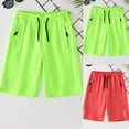 thumbnail image 1 of larppty Boys Athletic Shorts with Reflective Strips – Lightweight Quick-Dry Sports Shorts for Kids, Elastic Waist & Zip Pockets, Perfect for Running, Soccer & Summer Play（Green， 8-9 Years）, 1 of 5