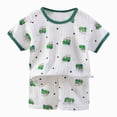 thumbnail image 1 of larppty Boys Short Sleeve Pajamas Kids Summer Pjs Children Pajamas(7-8 Years,Green), 1 of 4