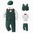 thumbnail image 1 of larppty Boys Suit Tuxedo Clothes Set Baby Boy Formal Outfits | Gentleman Wedding Ring Bearer Boy Dress Outfit Easter Long Sleeves (Green,6-12 Months), 1 of 6