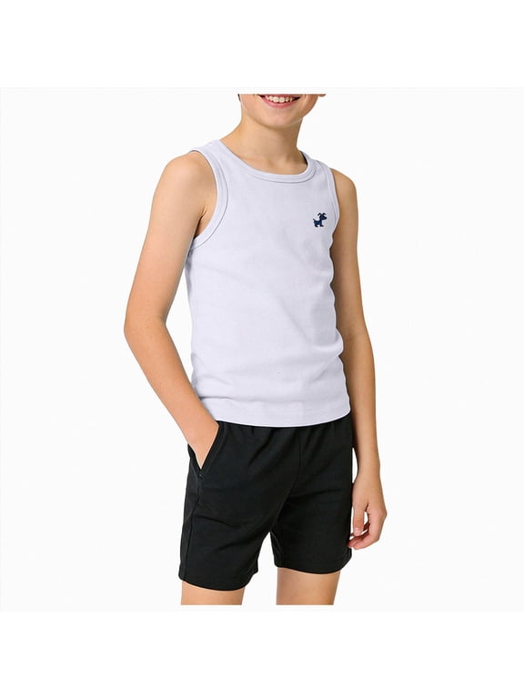 Boys Tank Tops Boys Undershirts Kids Cotton Undershirts Tees Sleeveless Tank Tops Shirts for Kids Youth(12-18 Months,White)
