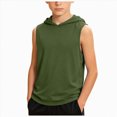 thumbnail image 1 of larppty Boys' Tank Tops Sleeveless Athletic Hoodies Pullover Sports Workout Basic T-Shirts Kids 5-15 Years Teens(5-6 Years,Army Green), 1 of 4