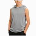 thumbnail image 1 of larppty Boys' Tank Tops Sleeveless Athletic Hoodies Pullover Sports Workout Basic T-Shirts Kids 5-15 Years Teens(9-10 Years,Grey), 1 of 4