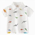 thumbnail image 1 of larppty Boys' Tops Toddler Baby Boys Short Sleeve Polo T-Shirt Cute Cartoon Dinosaur Print Tops Button Baby Boy Clothes Shacket(2-3 Years,White), 1 of 3