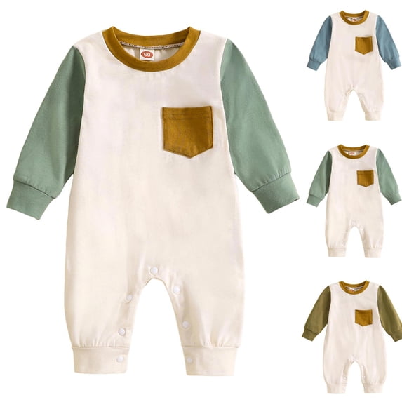 larppty Casual Fall Winter Clothes Infant Baby Boy Long Sleeve Romper Jumpsuit Playsuit One Piece Outfit(Green, 3-6 Months)