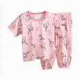 thumbnail image 1 of larppty Children Girl Pajamas Set Soft Comfy Sleepwear Pajamas(3-4 Years,Pink), 1 of 3